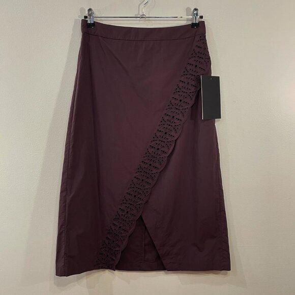 New Tuckernuck Townes 100% Cotton Embroidered Wrap Midi Skirt Brown 6 $228 - Picture 2 of 6